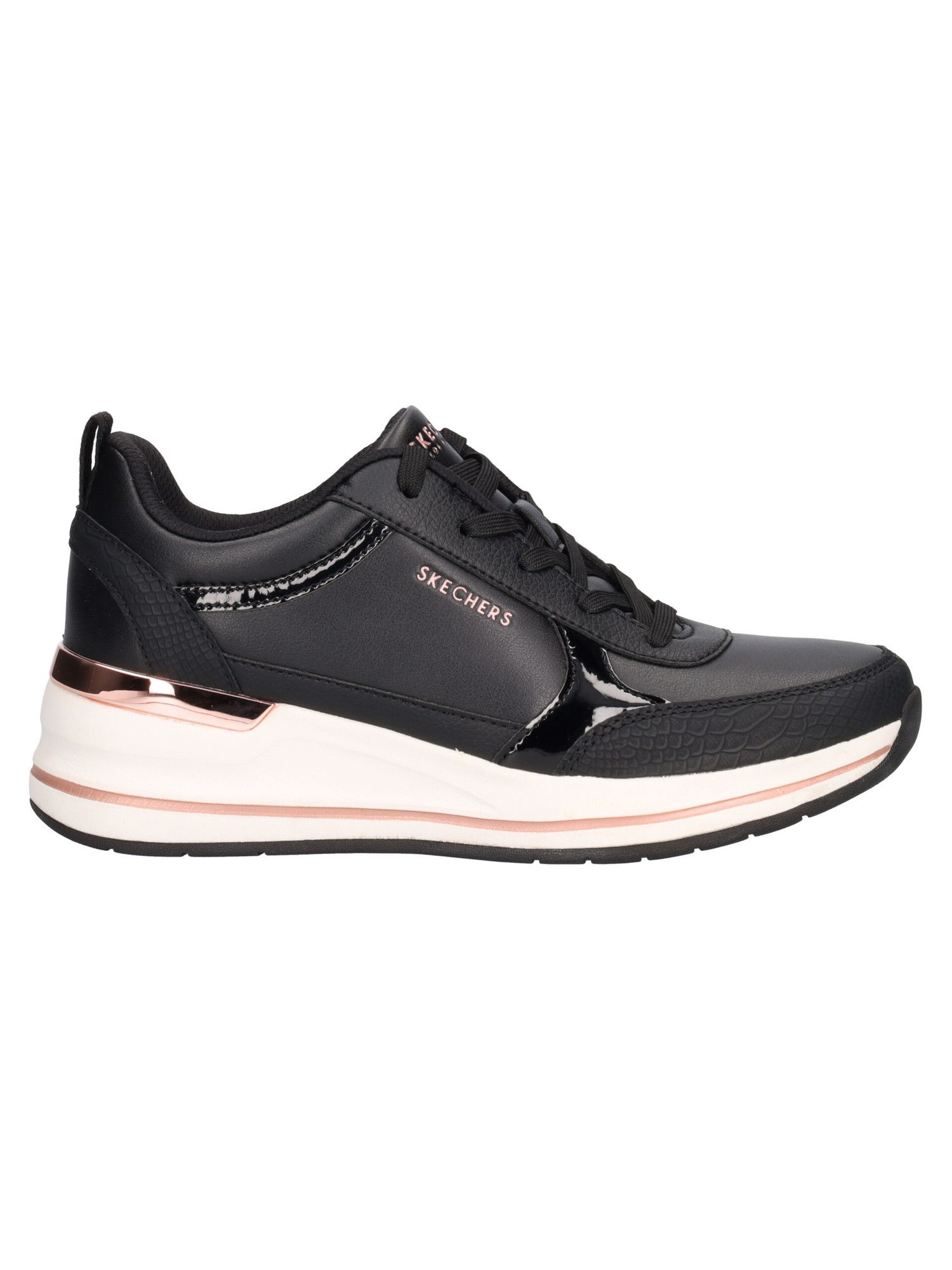 sneaker-con-zeppa-skechers-da-donna-nera