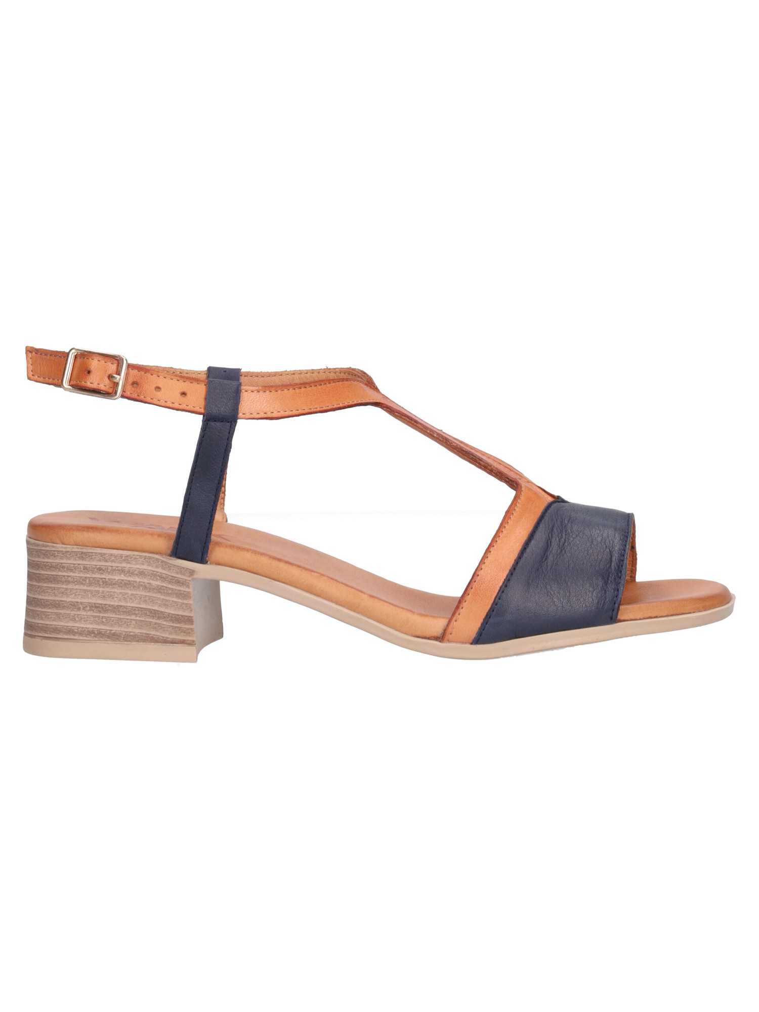 Sandalo con tacco basso Melluso da donna cuoio e blu Liviana Calzature