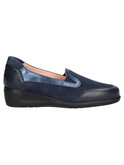 mocassino con zeppa bassa confort da donna blu