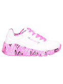 sneaker skechers uno da bambina bianca e fucsia