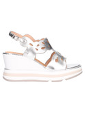 sandalo con zeppa keys da donna argento