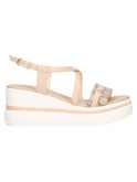 sandalo con zeppa nero giardini da donna beige