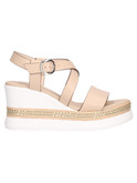 sandalo con zeppa nero giardini da donna beige