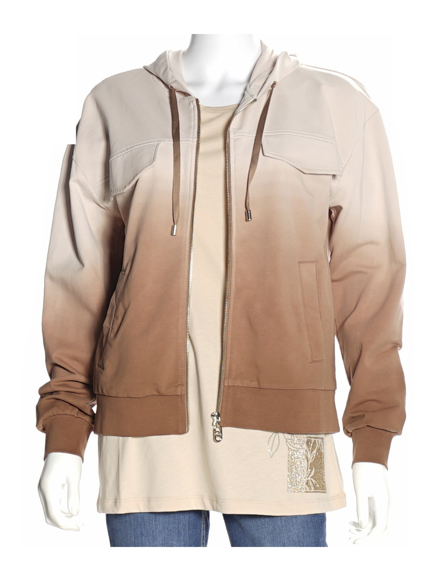 felpa-con-zip-liu-jo-da-donna-nude-e-marrone