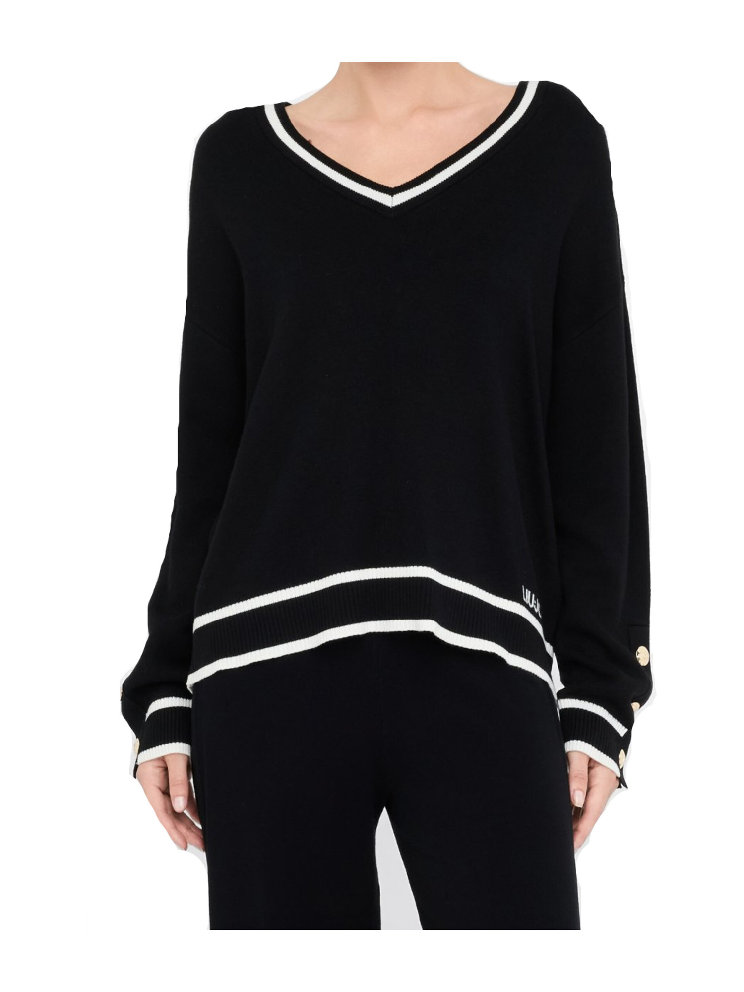 maglia-scollo-a-v-liu-jo-da-donna-nera