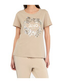 t-shirt a maniche corte liu jo da donna beige