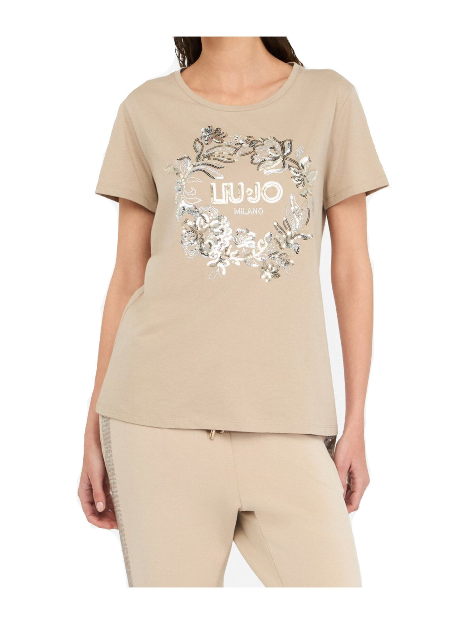 t-shirt-a-maniche-corte-liu-jo-da-donna-beige-f5adaf