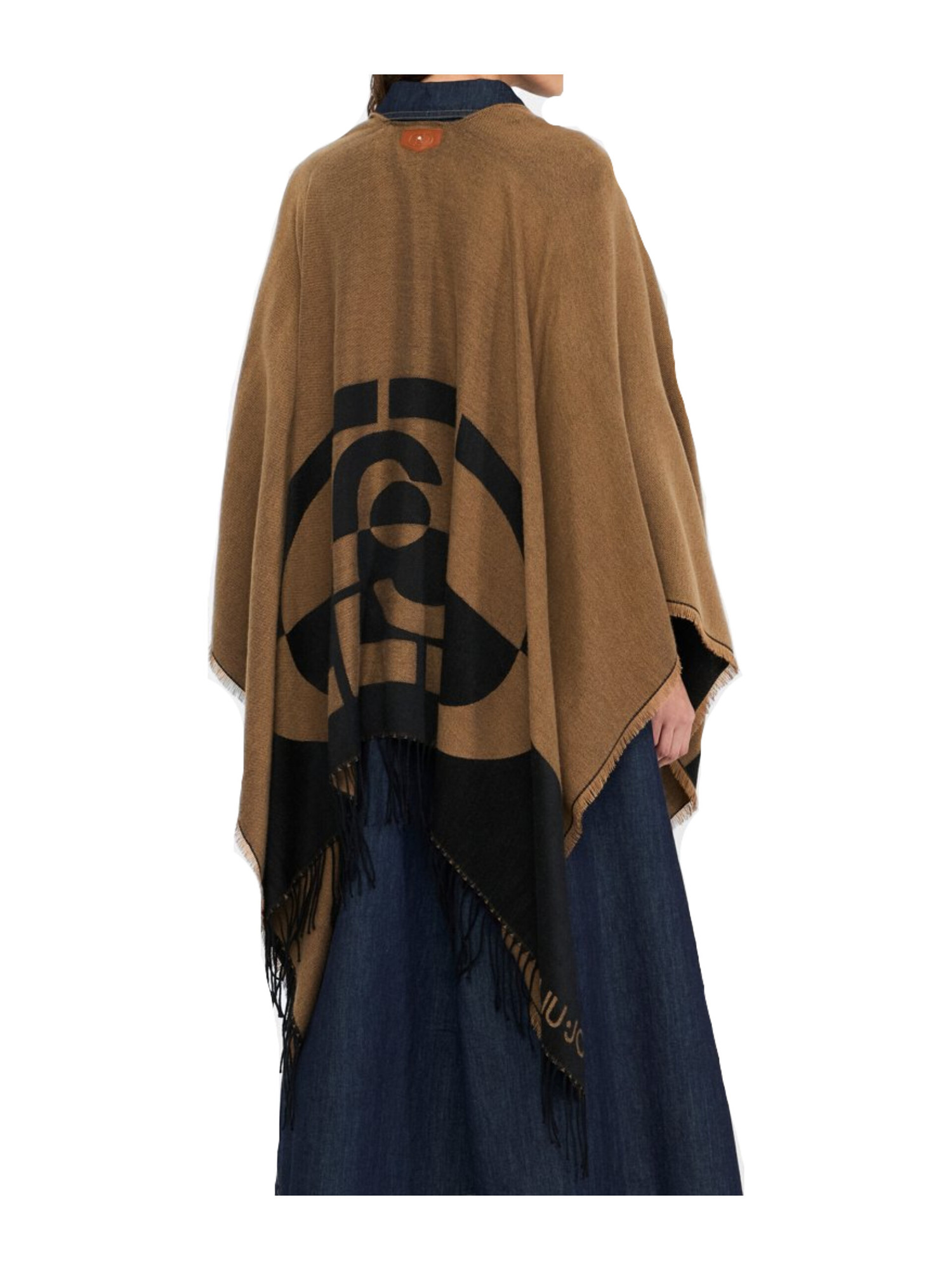 poncho-liu-jo-da-donna-cuoio-e-nero