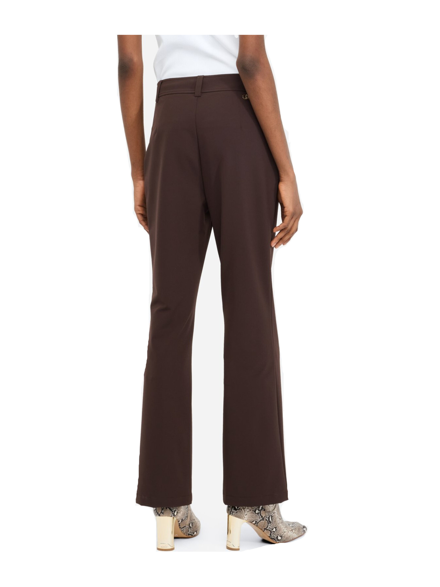 pantalone-flare-a-vita-alta-liu-jo-da-donna-marrone