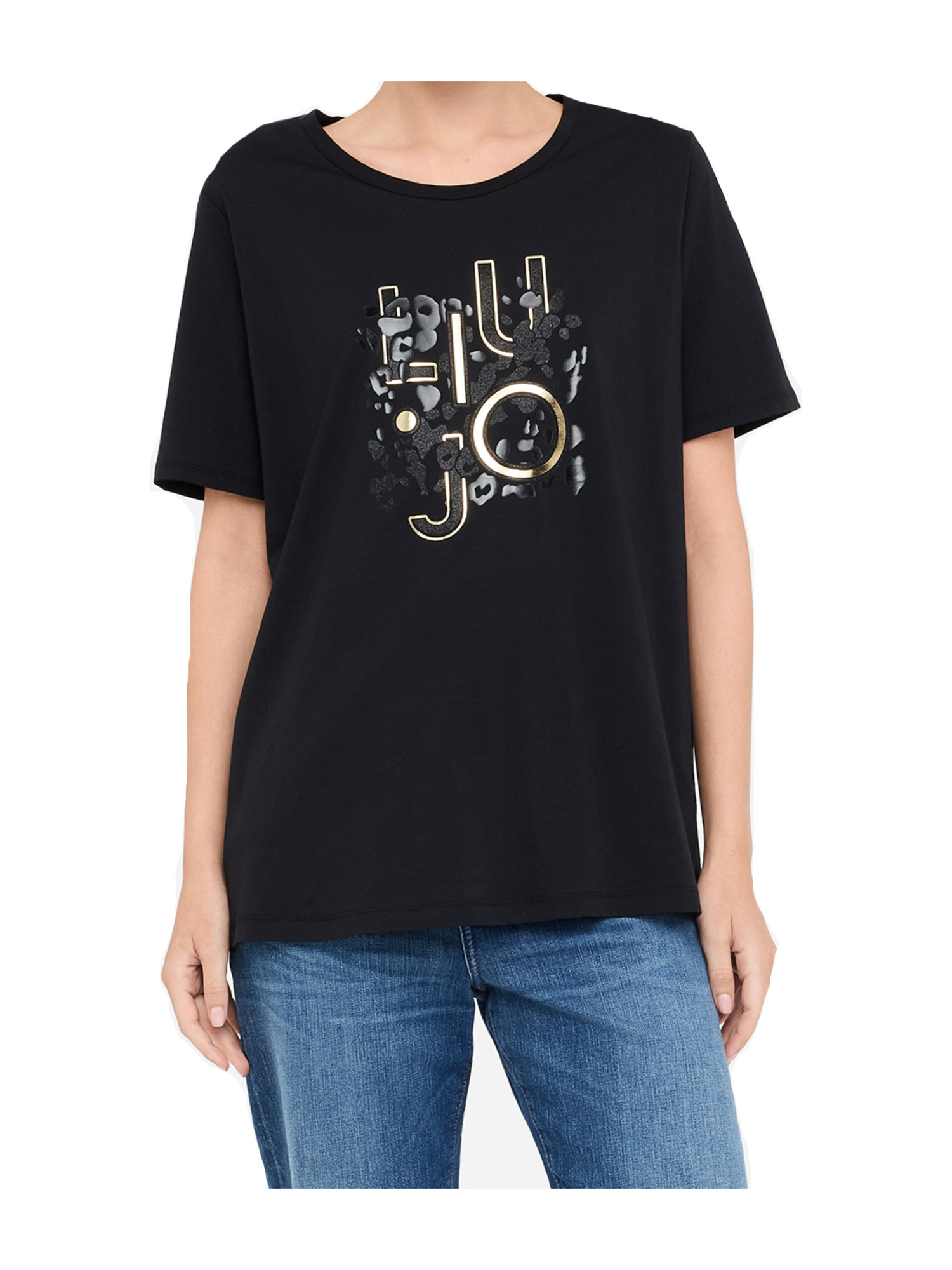 t-shirt-oversize-a-maniche-corte-liu-jo-da-donna-nera