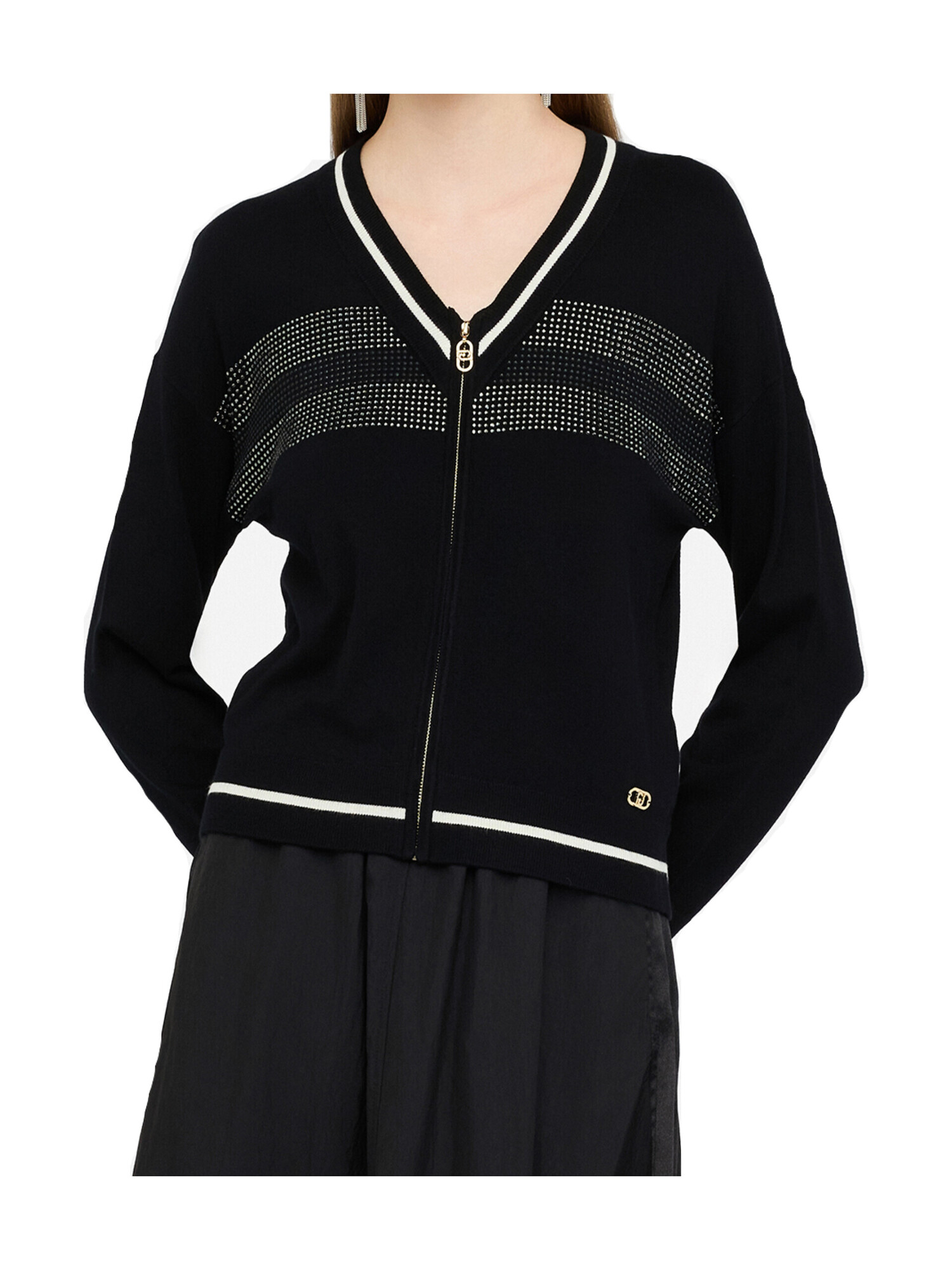 cardigan-con-zip-liu-jo-da-donna-nera