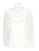 t-shirt a maniche lunghe liu jo da donna bianco latte