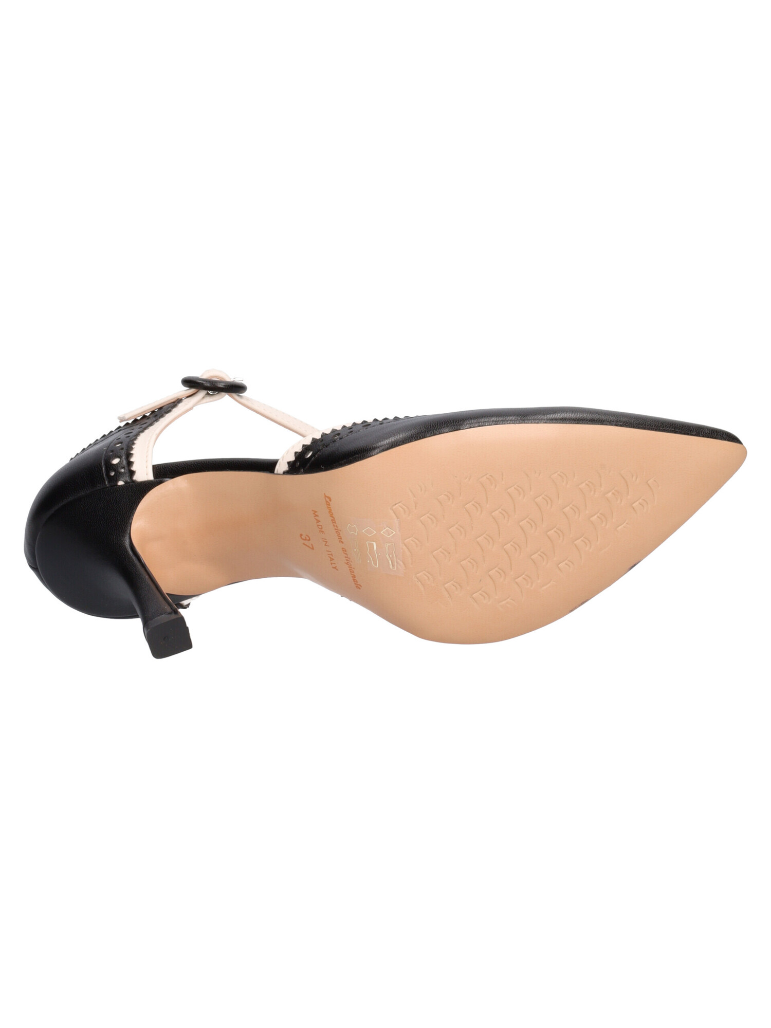 scarpa-con-tacco-fino-liviana-da-donna-nera-e-avorio