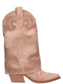 stivale con tacco largo marina torres da donna beige